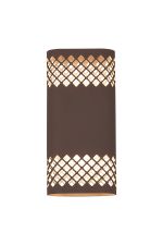 Goccia Wall Lamp With 125 x 260mm Mesh Diamond Pattern Shade, 2 x 6.5W LED, 3000K, 900lm, IP65, Cacao, 3yrs Warranty