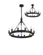 Stella 66cm Semi Flush/Pendant, 12 Light E14, Satin Black