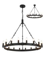 Stella 97cm Semi Flush/Pendant, 18 Light E14, Satin Black (ITEM REQUIRES CONSTRUCTION)