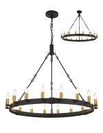 Stella 97cm Semi Flush/Pendant, 18 Light E14, Satin Black/Brass (ITEM REQUIRES CONSTRUCTION)