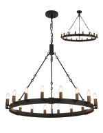 Stella 97cm Semi Flush/Pendant, 18 Light E14, Satin Black/Matt Bronze (ITEM REQUIRES CONSTRUCTION)