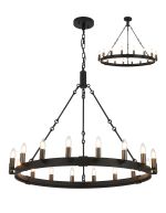 Stella 97cm Semi Flush/Pendant, 18 Light E14, Satin Black/Pewter (ITEM REQUIRES CONSTRUCTION)