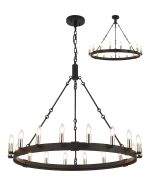 Stella 97cm Semi Flush/Pendant, 18 Light E14, Satin Black/Polished Nickel (ITEM REQUIRES CONSTRUCTION)