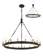 Stella 97cm Semi Flush/Pendant, 18 Light E14, Satin Black/Satin Gold (ITEM REQUIRES CONSTRUCTION)