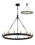 Stella 97cm Semi Flush/Pendant, 18 Light E14, Satin Black/Satin Nickel (ITEM REQUIRES CONSTRUCTION)