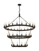 Stella 3 Tier 1.3m+97cm+66cm Pendant, 24+18+12 Light E14, Satin Black, (ITEM REQUIRES CONSTRUCTION/CONNECTION) Item Weight: 23kg