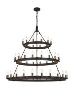 Stella 3 Tier 66cm+97cm+1.3m Pendant, 12+18+24 Light E14, Satin Black/Gun Metal, (ITEM REQUIRES CONSTRUCTION/CONNECTION) Item Weight: 23kg