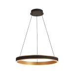Chiara 60cm Round Pendant, 45W LED, Remote Control Tuneable White 3000-6000K, 3000lm, Black Faux Leather/Brushed Gold, 3yrs Wrnty