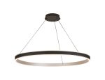 Chiara 1m Round Pendant, 90W LED, Remote Control Tuneable White 3000-6000K, 4500lm, Black Faux Leather/Brushed Antique Silver, 3yrs Wrnty