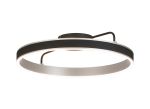 Chiara 60cm Round Ceiling, 45W LED, Remote Control Tuneable White 3000-6000K, 3000lm, Black Faux Leather/Brushed Antique Silver, 3yrs Wrnty