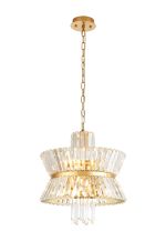 Vienna 44cm Round Pendant, 8 x E14, Brass/Clear