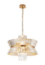 Vienna 57cm Round Pendant, 12 x E14, Brass/Clear