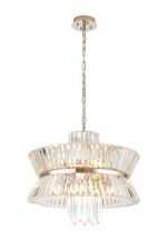 Vienna 57cm Round Pendant, 12 x E14, Polished Nickel/Clear
