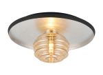 Ocaso 36cm Flush Ceiling/Wall Light, 1 Light G9, Silver Leaf/Anthracite/Amber Rippled Glass Shade