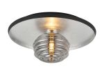 Ocaso 36cm Flush Ceiling/Wall Light, 1 Light G9, Gold Leaf/Coffee/Smoke Rippled Glass Shade