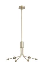 Templo Fixed Multi Height Pendant (FRAME ONLY), Height Adjustable, 6 Light G9, Light Painted Beige