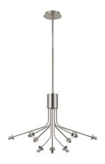 Templo Fixed Multi Height Pendant (FRAME ONLY), Height Adjustable, 6 + 3 Light G9, Satin Nickel