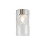 Zenth 12x22cm Twisted Cylinder Clear Glass (AA), Shade c/w Polished Chrome 3 Rod Suspension Plate