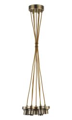Zenth 26cm Antique Brass 7 Light E27 1.5m Cluster Pendant (FRAME ONLY), Suitable For A Vast Selection Of Glass Shades