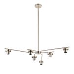 Zenth 108cm Satin Nickel 6 Light E27 Fixed 3 Arm Pendant (FRAME ONLY)