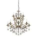 Zinta 75cm Pendant 2 Tier 12 Light E14 Antique Brass/Crystal, (ITEM REQUIRES CONSTRUCTION/CONNECTION) Item Weight: 15.0kg