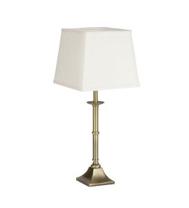 Endon 0161-TLAN 2 X Antique Brass Table Lamp + Square Shade