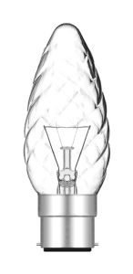 Candle 35mm Twisted B22 Clear 25W Incandescent/T