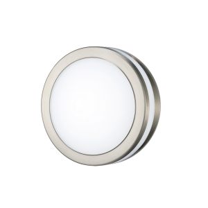 Aldo Round Flush Ceiling/Wall Lamp 2.4W LED 4000K IP44 Exterior Plain Design Stainless Steel/Opal, 2yrs Warranty