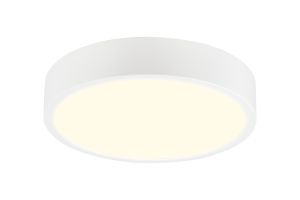 Saona 22.5cm Round LED Surface Flush Fitting,24W,3000K,2040lm,Matt White/Frosted Acrylic,3yrs Warranty