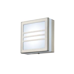 Aldo Square Flush Ceiling/Wall Lamp 2.4W LED IP44 Exterior Louvre Design Stainless Steel/Opal, 2yrs Warranty