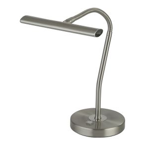 Bow LED Table Lamp With Flexi Head - Satin Silver