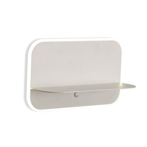 Lanzarote Wall Lamp Shelf With USB Sockets, 18W LED, 3000K, 1400lm, Matt White, 3yrs Warranty