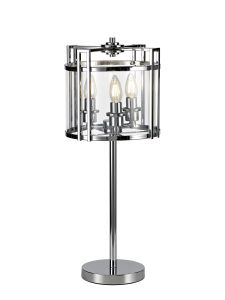 Eaton Table Lamp 3 Light E14 Polished Chrome/Glass