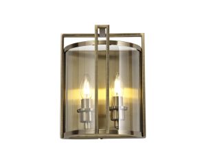 Eaton Wall Lamp 2 Light E14 Antique Brass/Glass