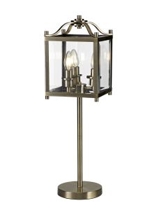Aston Table Lamp 3 Light E14 Antique Brass/Glass