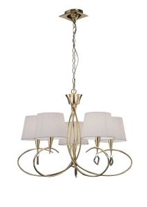 Mara 78cm Pendant 5 Light E14, French Gold With Ivory White Shades