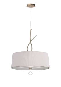 Mara 55cm Pendant 4 Light E27 Round, French Gold With Ivory White Shade