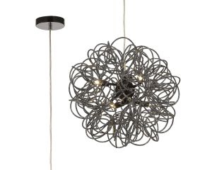 Cassidy Pendant Round Intertwining Aluminium 6 Light G9 Black