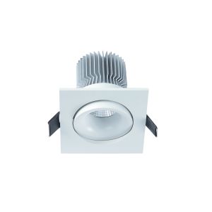 Formentera Recessed Swivel Downlight 8cm Square 7W COB LED 3000K, 550lm, Matt White, Driver Included, 3yrs Warranty