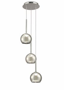 Regina 28cm Pendant 3 Light G9 Polished Chrome/Smoke Glass