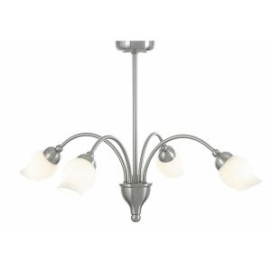 Rimini Pendant 4 Light G9 Satin Chrome/Opal Glass