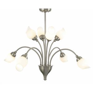 Rimini 61cm Pendant 8 Light G9 Satin Chrome/Opal Glass