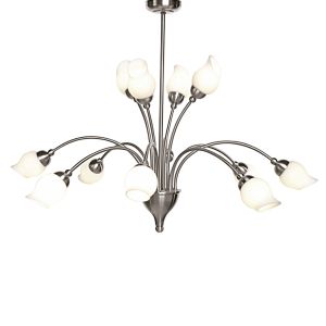 Rimini 69cm Pendant 12 Light G9 Satin Chrome/Opal Glass