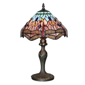 Dragonfly - 1 Light Table Lamp, Antique Brass, Tiffany Glass