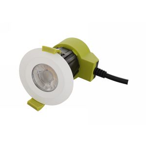 Bazi, 10W, 350mA, White, Dimmable LED Fire Rated Downlight, Cut Out: 70mm, 760lm, 38° Deg, 2700K, IP65, DRIVER INC., 5yrs Warranty