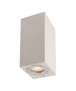 Biancheria Rectangular Wall Lamp, 2 x GU10 (Max 12W), IP65, White Concrete, 2yrs Warranty