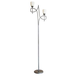San Marino Floor Lamp With In-Line Dimmer 2 Light E14 Tex/Pewter/Opal Glass, NOT LED/CFL Compatible