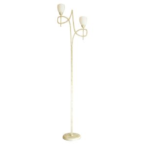 San Marino Floor Lamp With In-Line Switch 2 Light E14 Cmozarella/French Gold/Opal Glass