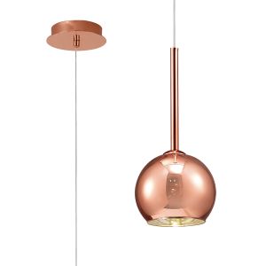 Regina Single Pendant 1 Light G9 Copper/Copper Glass