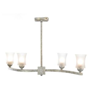 Toscano 65cm Semi Flush 4 Light G9 White/French Gold/Frosted Glass